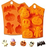 2Pcs Halloween Silicone Cake Mold，Pumpkin Bat Skull Ghost Shape Silicone Candy Chocolate Molds for DIY Cookies Soap Candy Gummy Chocolate Mold Ice Cream Tray for Kitchen DIY Baking Tools&hellip;