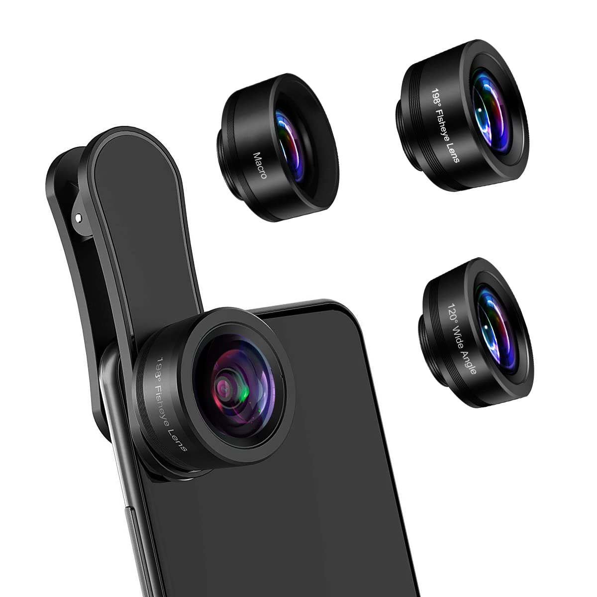 AFAITH Phone Camera Lens 3 in 1 Cell Phone Lens Kit, 20x Macro Lens,198° Fisheye Lens,120° Wide Angle Lens for iPhone Samsung Android