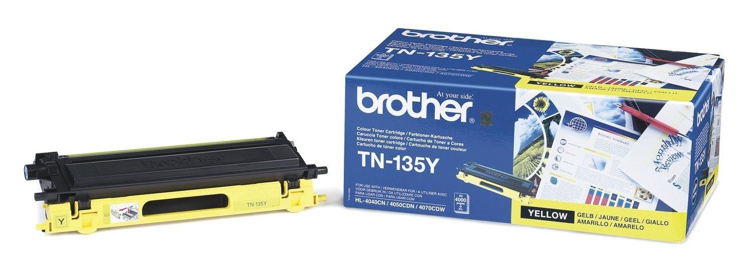 Brother TN-135Y Toner Cartridge, Yellow, Single Pack, High Yield, Includes 1 x Toner Cartridge, Brother Genuine Supplies
