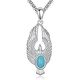 LWQQWL Eagle Necklace 925 Sterling Silver Artificial Turquoise Vintage Hawk Pendant Western Viking Animal Jewelry Gift for Women Men
