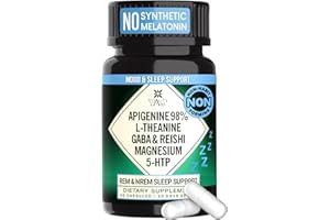 Vitality Labs Natural Sleep Aid Supplement for Adults Without Melatonin - Non-Habit Forming Herbal Sleep - GABA, L-Theanine, Reishi Mushroom, Apigenin, Magnesium Glycinate, 5-HTP - 90 Vegan Capsules