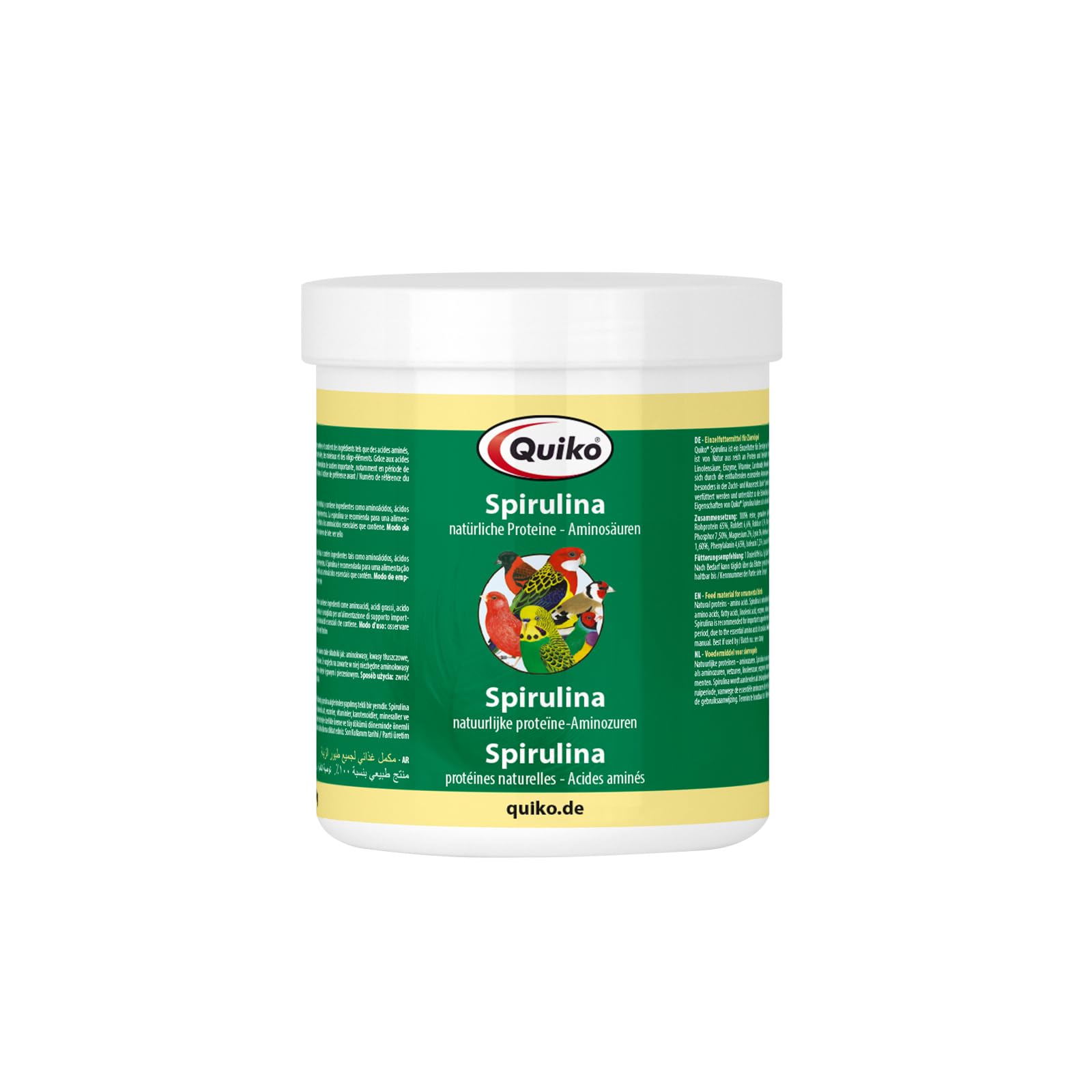 Quiko Spirulina 250g - Natural proteins and amino acids for pet birds, racing pigeons and chickens - Supports the intestinal flora and strengthens resistance