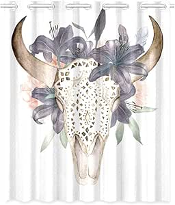 YXUAOQ Cortinas de Dormitorio Ventana Cráneo de Cabeza de Toro con