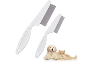 Flea Comb for Dogs and Cats, 2 Pcs Pet Lice Comb Remove Fleas and Flea Eggs Extremely Thin Pet Comb for Face & Paws Detanglin