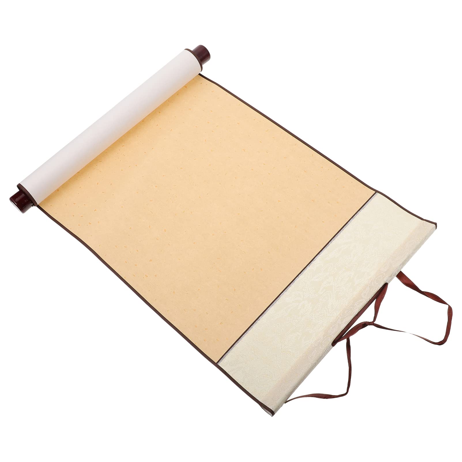 EXCEART Blank Hanging Rice Paper Scroll Chinese Xuan Paper Art Wall Hanging Scrolls for Sumie and Calligraphy- Silk Scroll Painting Song Golden, 80X34X2.5CM (M460CMBO38JFAS909WH)