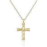 Cross Necklace for Women Dainty Gold Cross Charm Pendant Necklace Women's Non Tarnish Diamond Trendy Thanksgiving Christian Religious Faith Jewelry Gifts