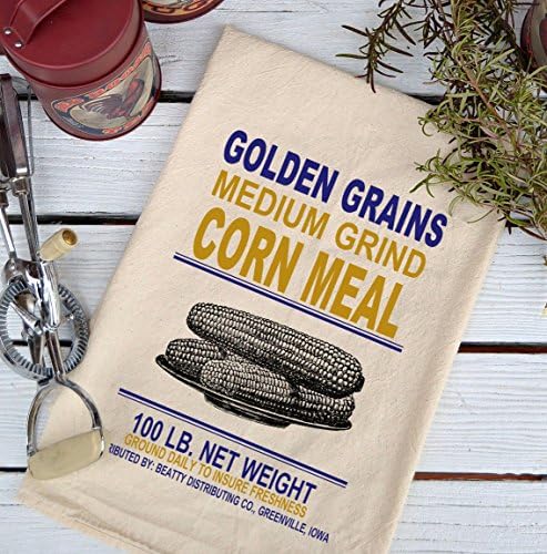 Farmhouse Natural Flour Sack Golden Grains Corn Meal Country Kitchen Towel