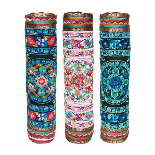 Relaxus Hand Embroidered Bokhara Yoga Mat Bags (27" x 6") (Blue Combo)