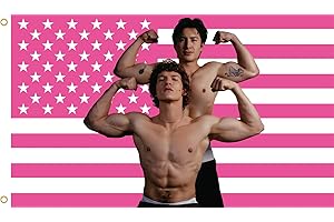 MAGJIUKE Heated Rivalry American Flag Tapestry, Pink USA Design, 3x5 Feet, Polyester with Brass Grommets, Barton Wall Decor f