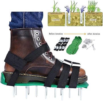 Rasenbelüfterschuhe, 4 Gurte, robuste Spitzen für Böden, mit
