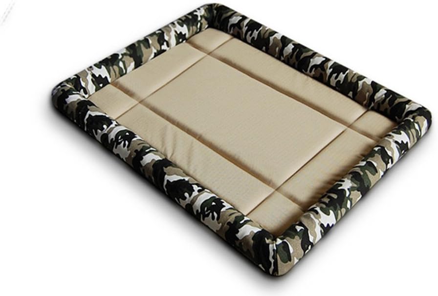 UMALL Camouflage Design Square Lying Mats for Pet Dogs Cats Bed Indoor Outdoor Foam Padding Dog Beds Sofa (S=32*42cm, Camouflage-Beige)