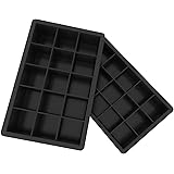 Ozera 2 Pack Silicone Ice Cube Trays Molds, 15 Cavities Ice Tray for Whiskey and Cocktail (Black - 15 Cavity)