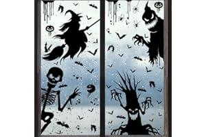 APESO Giant Spooky Monster Halloween Window Cling Stickers - 4 Sheets of Silhouette Decals for Halloween Party Decorations, Nightmare Window Clings (4 pcs)