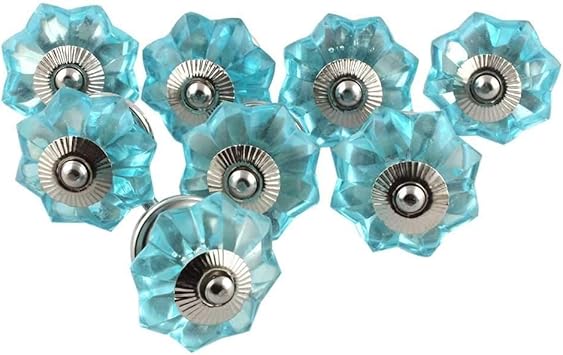 Indianshelf Handcrafted Assorted Artistic Turquoise Glass Drawer Knobs Dresser Pulls Cabinet Furniture Handles Designe 15 Knobs Turquoise Silver Designer Gift Amazon Com