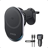 Anker Prime MagSafe Car Mount Charger, Qi2 25W Certified Wireless Car Charger with TEC Cooling, Strong Magnets, Air Vent Moun