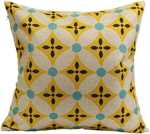 Cushion Cover Home Pillow Case Retro Yellow Flower Pattern Cotton Linen (Style2)