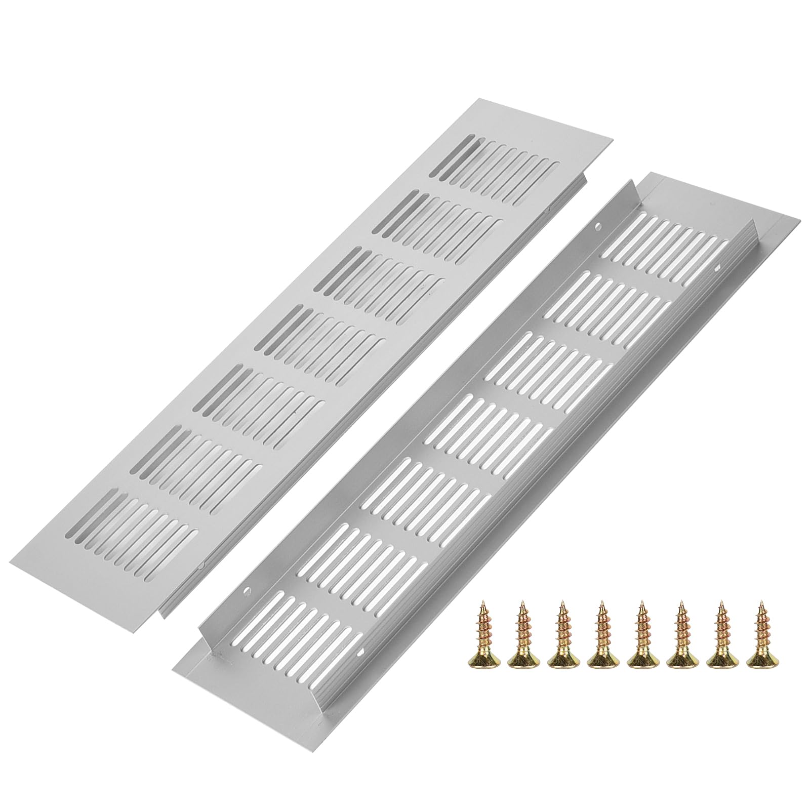 2PCS Air Vent Grille Cover, Aluminum Alloy Kitchen Air Vent Cover Cupboard Vents Wardrobe Fridge Vent Louvred Wall Vent Grille Ventilation Cover with Screw 80mm x 300mm — image 1