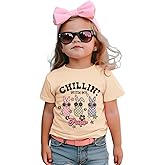 AG AGUU Toddler Baby Girl Easter Shirts Cute Bunny T-Shirt Chillin' with My Peeps Letter Tops Funny Short Sleeve Tees Clothes