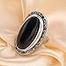 Dnswez Vintage 18k Silver-Tone Plated Black Big Macksite Small Surrounded Zircon Crystal Cocktail Ring for Women Gift(8)