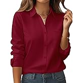 Zeagoo Womens Button Down Shirt Long Sleeve Blouse Business Work Tops Dressy Casual Floral Printed Outfits with Pocket