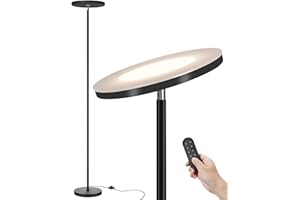 JOOFO LED Floor Lamp – Super Bright Torchiere with Remote & Foot Switch, Stepless Dimmable Tall Standing Lamp, 69" Modern Pole Light for Corner, Living Room, Bedroom, Reading, Office