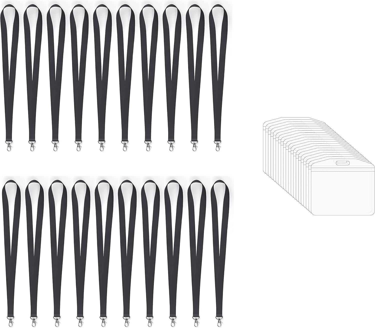Lanyard with Clear Card Holder, Assorted Colours, Id Card Holder (20x Black)