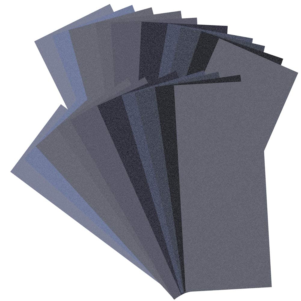 Sandpaper,24 PCS Grit San Paper Wet and Dry Sanding Paper 120 to 3000 Mixed Grits Sandpaper Abrasive Paper for Automotive Sanding Wood Furniture Finishing 9 x 3.6 Inches