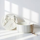 COLLECTIVE HOME Ceramic Jewelry Box with Bow, Nightstand Vanity Decor(M) | Jewelry Tray with Lid, Christmas Mother's Day Birthday Gifts for Women, Wedding, Bridal Shower, Bridesmaid Proposal Gifts