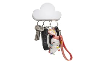 TWONE White Cloud Magnetic Wall Key Holder - Easy to Mount - Powerful Magnets Keep Keychains and Loose Keys Securely in Place