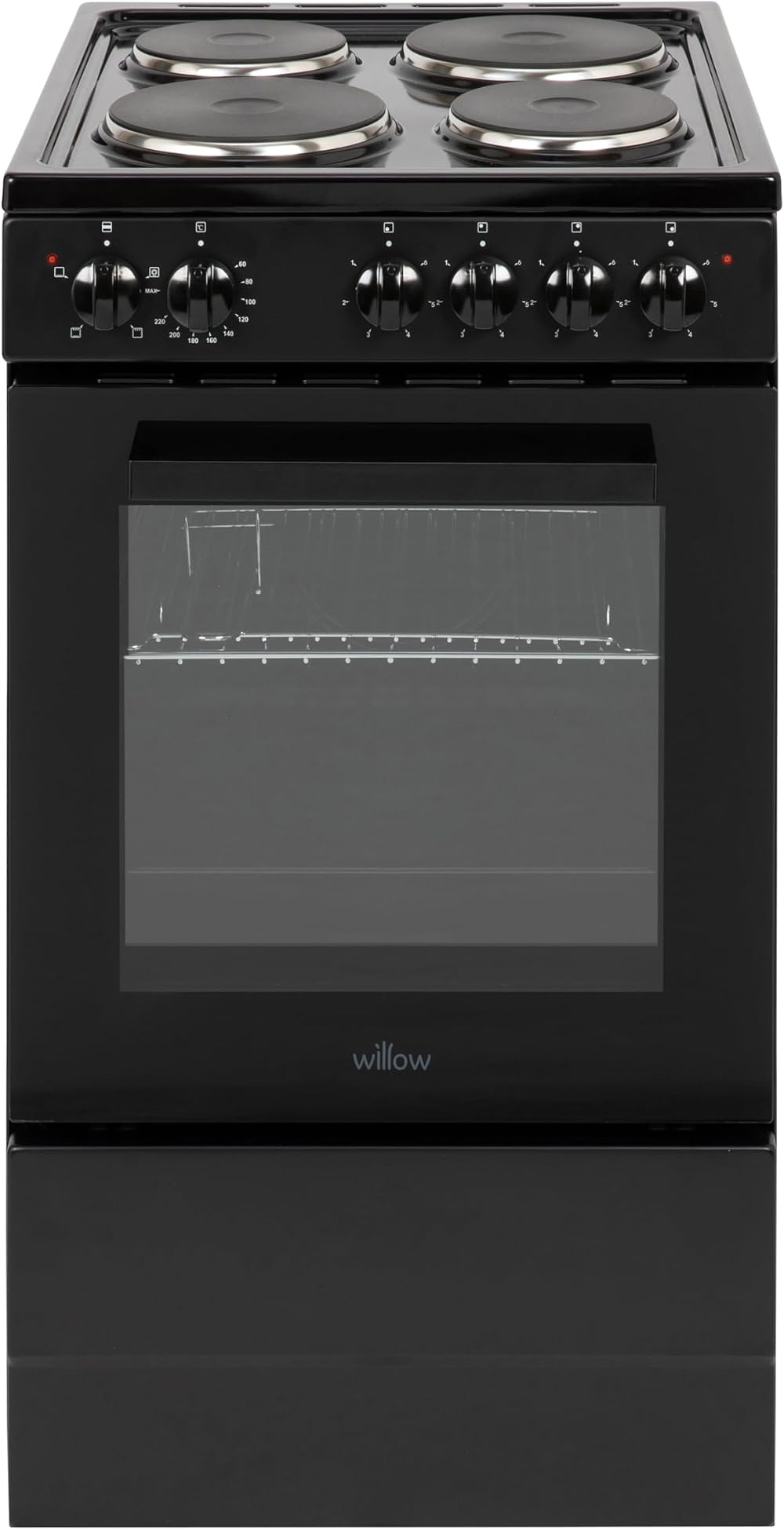Willow WE50SSB 62L Freestanding Electric Cooker 50cm Wide Black