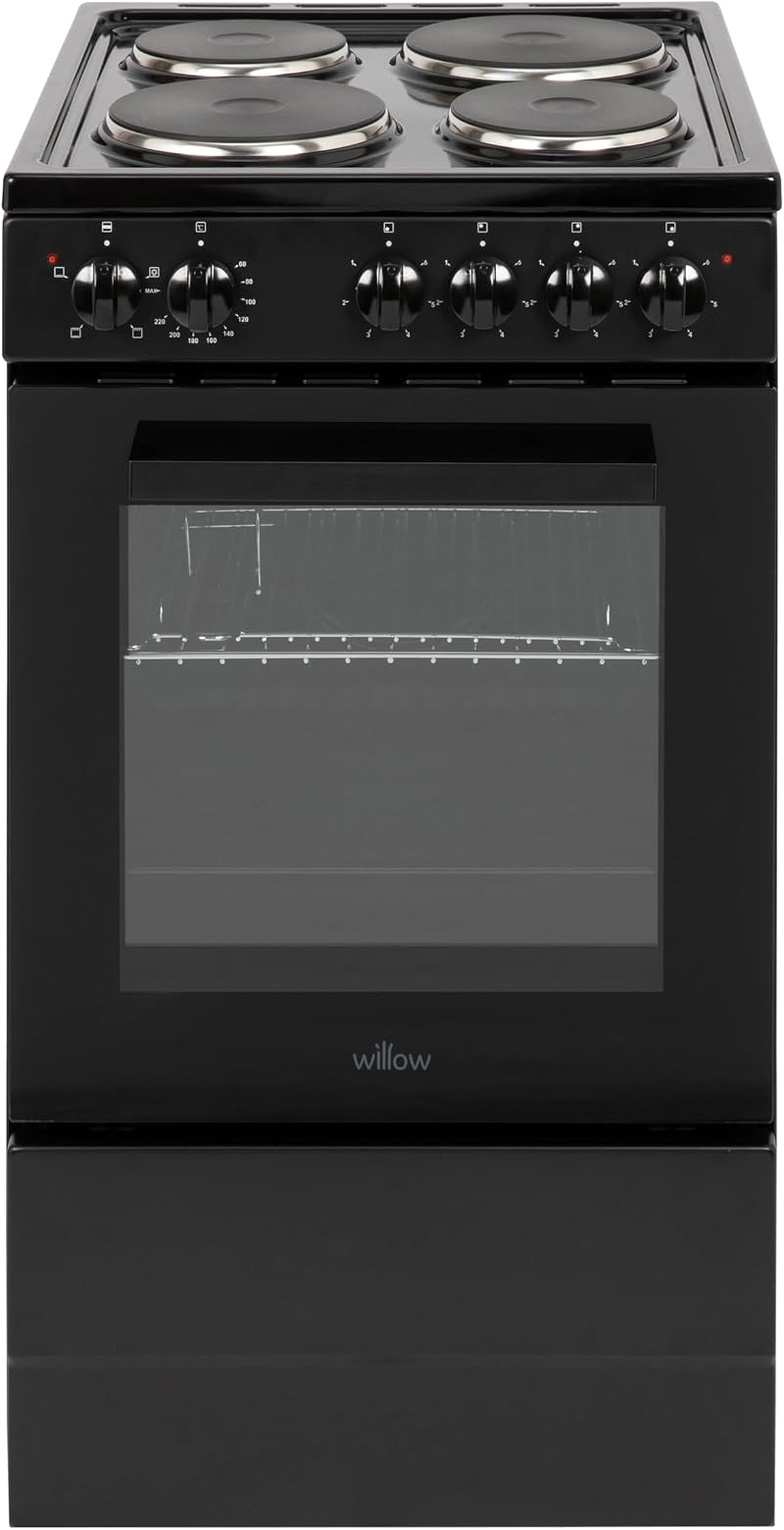 Willow WE50SSB 62L Freestanding Electric Cooker 50cm Wide Black