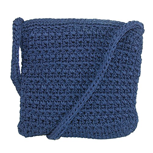CTM Women's Crochet Crossbody Handbag, Navy