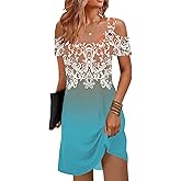 Disamer Sundresses for Women Beach Vacation 2026 Spring Cover Ups Short Sleeve T Shirt Dress Cold Shoulder Summer Dresses