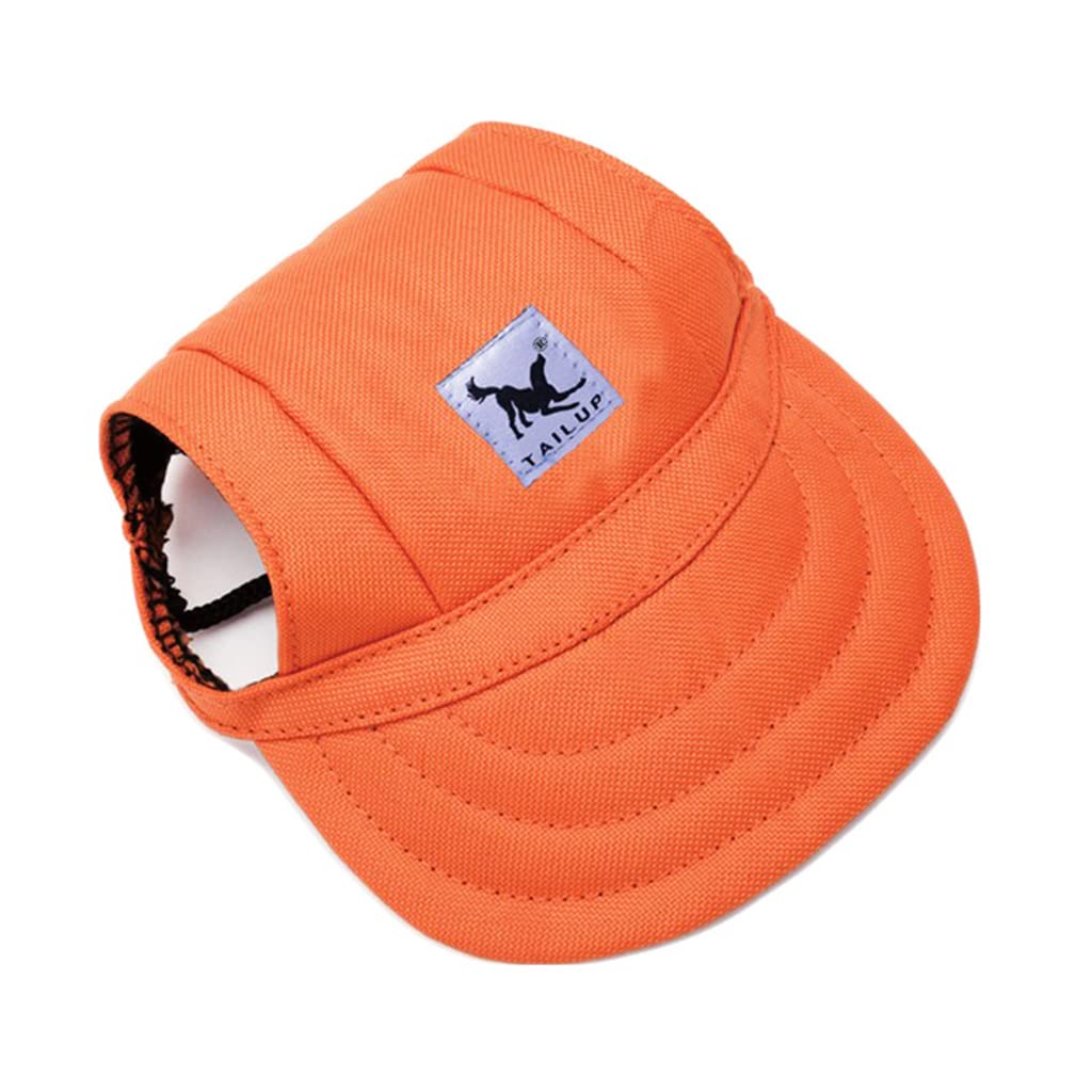BT Bear Dog Hats,Casual Visor Pet Hats Dogs Baseball Sun Hats Sport Cap with Ear Holes and Chin Strap for Small Dogs (Orange,M)