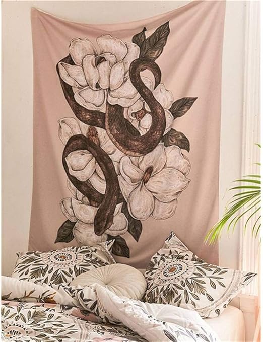 Wfuby Tapiz De Pared Con Diseno De Serpiente Y Magnolia