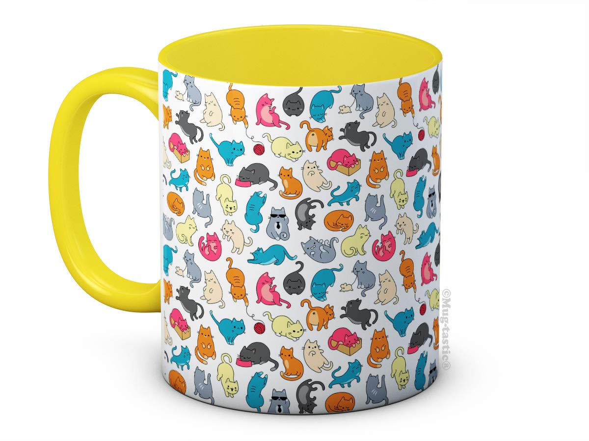 Cats & Kittens Print for Cat Lovers - Ceramic Coffee Mug (Yellow)