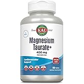 KAL Magnesium Taurate 400mg Plus Vitamin B6, Chelated Magnesium Supplement, High Absorption Magnesium Complex, Muscle and Heart Health Support, Vegan, Gluten Free, 60-Day Guarantee, 60 Serv, 120 Tabs