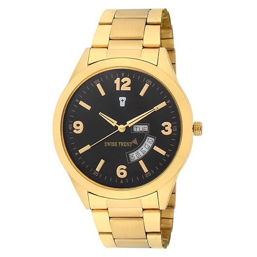 Exclusive Golden Day and Date Black Dial Mens Watch|Boys Watch