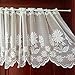 Zhh Embroidery Floral Sheer Valance for Window - White Lace Short Valances for Kitchen, Cafe, Living Room, Door Decor, Rustic Style, 21 x 59Inch, White