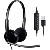Necode USB Headset with Microphone for PC, Wired Computer Headset for Work | Lightweight, Adjustable Headband, USB-A, Plug-and-Play for PC/Laptop Home Office Online Class