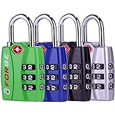 Forge TSA Approved Luggage Locks, Open Alert TSA Locks, 4 Colors #1, 4 Pack | TSA Open Alert, Advanced TSA008 Core,Easy Code Setting with Anti-Misreset, Resettable, Zinc Alloy Body, Large White Numbers