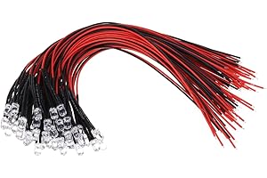 PartyKindom 50pcs 5mm Warm White 12v Led Lights for Rc Cars and Toys 20cm Wire Length