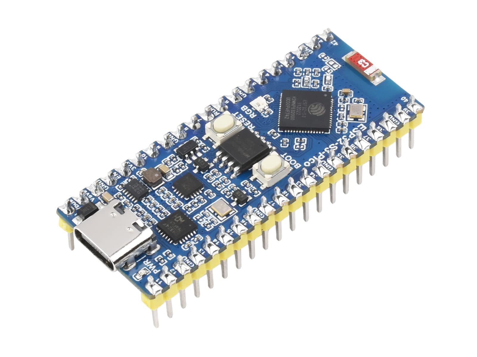 Waveshare ESP32-S3 Microcontroller with Pinheader, 2.4 GHz Wi-Fi Development Board, Dual-core Processor with Frequency up to 240MHz