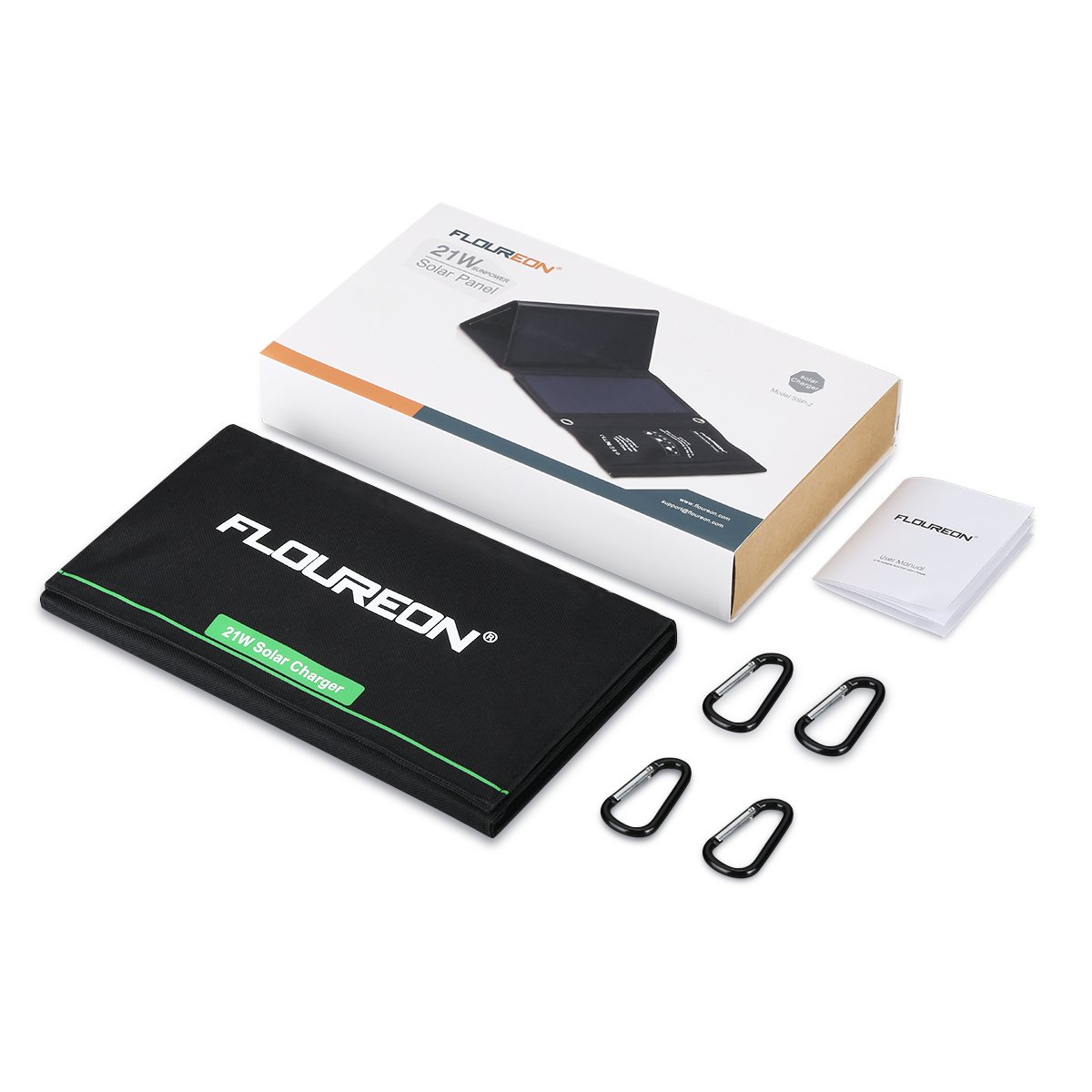 FLOUREON Solar Charger 21W Solar Panel with Triple USB Ports Waterproof Foldable for Smartphones Tablets and Camping Travel