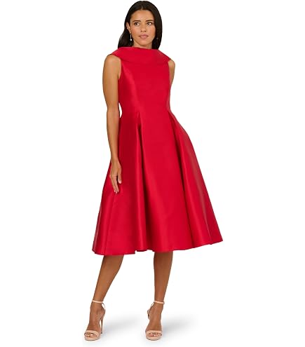 sleeveless mikado fit & flare midi dress Adrianna Papell Women's Two Toned Black/Ivory 2 : Clothing, Shoes Jewelry occasion-New Years Eve Size:12+ Fully lined The Patterned Bridesmaid Dresses