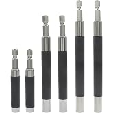 ISDVBUY 6-Pack Magnetic Screw Drive Guide Drill Bit Tip Holder Set | Alloy Steel, Black Hex Shank, Release Screwdriver Bit Holder, For Nuts Drill and Handheld Driver, 80/120/140mm