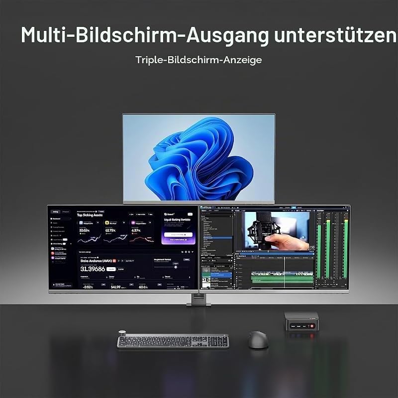 P4 Ultra Windows 11 Pro Business Mini-PC AMD Ryzen 7 7730U, 8 Kerne, 16 Threads, bis zu 4,5 GHz, 16 GB DDR4 RAM, 1 TB SSD, 4K@60Hz Triple Display, HDMI, Type-C, USB3.2, LAN, Wi-Fi 6E, BT5.2
