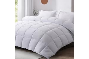 BEDHOURS King Comforter Set-3 Pieces Down Alternative Comforter Set King Size-All Season Cooling Reversible Comforter with 2 Pillow Shams-Corner Tabs Machine Washable (White King)