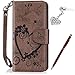 iPhone 6S Case,iPhone 6 Case,ikasus Embossing Love Heart Butterfly Flower Flip Folio Wallet Case PU Leather Stand Card Slots Protective Case +Touch Pen Dust Plug for iPhone 6S / 6 (4.7