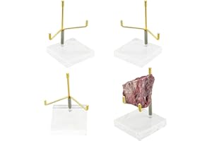 4Pcs Acrylic Easel Display Stand, Crystal Acrylic Easel Stand Geode Stand with Adjustable Metal Arms, Rock Display Stand Crys